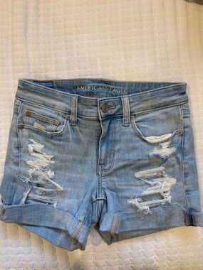 American Eagle Outfitters Light Wash Distressed Jean Shorts